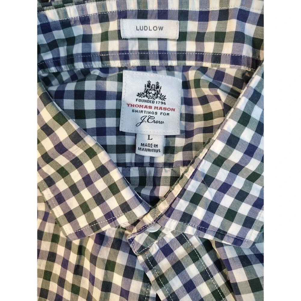 J.Crew Ludlow Thomas Mason Shirting Gingham Large Dress Shirt Mens Cotton Preppy